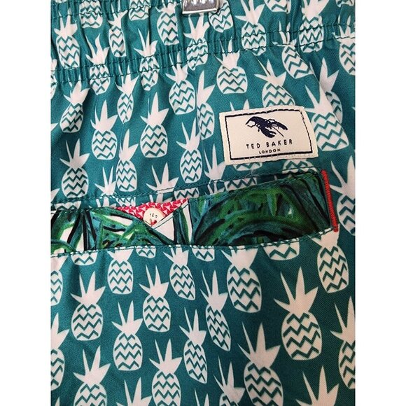 Size 5 / XL (Waist 35") Ted Baker Pineapple Tropical Leaves Swim Trunks - Picture 5 of 5